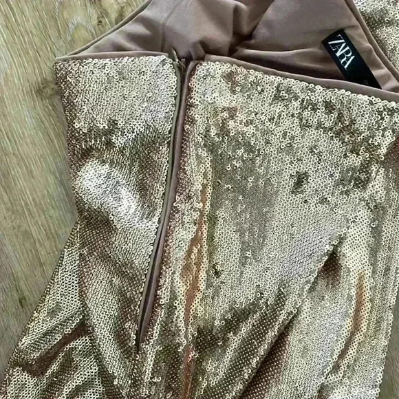 Zara pink sequins maxi skirt with slit and zipper closure - Picture 5 of 5